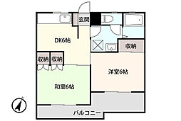 S-1 2DKの間取図画像