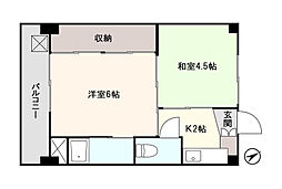 アシスト足利マンション1 2Kの間取図画像