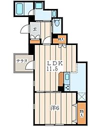 アーバングレース 1階1LDKの間取り