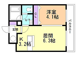 MAHALOOHASHIHOKUDAI 1LDKの間取図画像