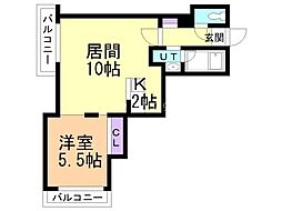 フォンテーヌ麻生 1LDKの間取図画像