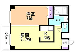 aptK 1LDKの間取図画像