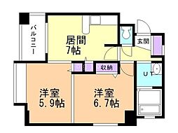 クラッセ北大通り 2LDKの間取図画像