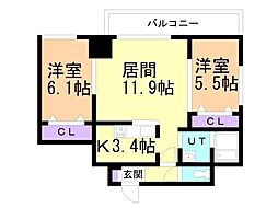 グラン札幌 2LDKの間取図画像