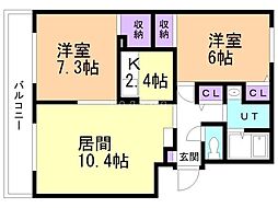 パークハイツ1 2LDKの間取図画像