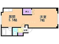 アーヴァントモ 1DKの間取図画像