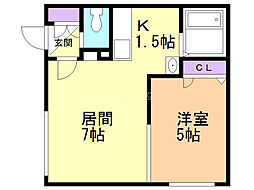 フォーチュネイトフィールド 1LDKの間取図画像