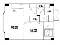 ダイアパレス北34条 1DKの間取図画像