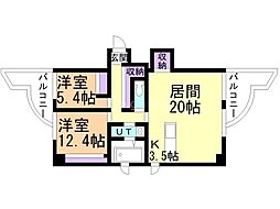 GRANDEFILA2 2LDKの間取図画像