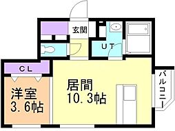 F/LEAD麻生 1LDKの間取図画像
