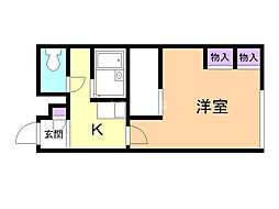 パレス鳥海 1Kの間取図画像