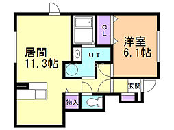 ヴィラアルカディア 1LDKの間取図画像