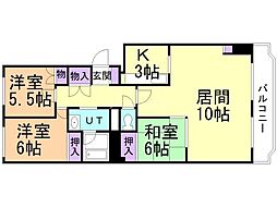 北弐十条マンションC棟 3LDKの間取図画像