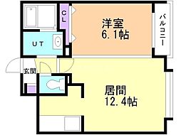 シャルマン・コリーヌ 1LDKの間取図画像
