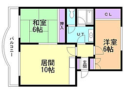 ピアレス麻生 2LDKの間取図画像