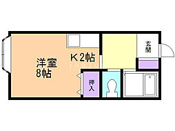 藤井ビル北10条 1Kの間取図画像