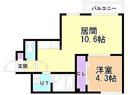 オルセー北17条 1LDKの間取図画像
