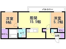 グラヴィータN41 2LDKの間取図画像