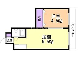 サンパレスN18 1LDKの間取図画像