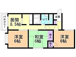 エクセレント北24条 3LDKの間取図画像