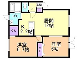 ルーシー・リーB 2LDKの間取図画像