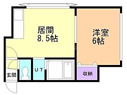 ノースウイングA 1LDKの間取図画像
