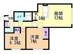 ドムス6・2 2LDKの間取図画像