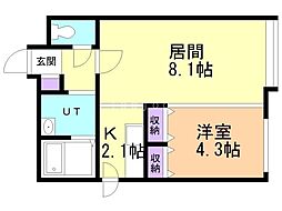ディスティニー2 1LDKの間取図画像