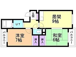 シャトー32 2LDKの間取図画像