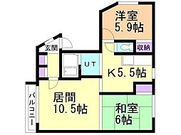 ドリームハイツA 2LDKの間取図画像