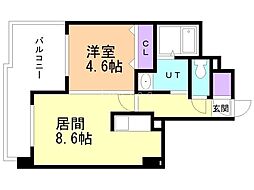 S-FORT北大前 1LDKの間取図画像