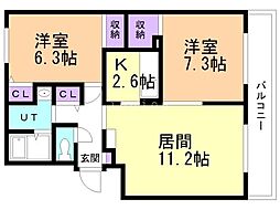 パークハイツ1 2LDKの間取図画像