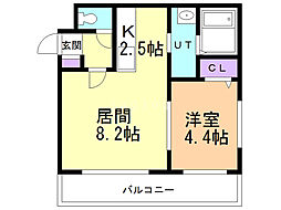 アルバグランデアサブ 1LDKの間取図画像
