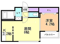 ブランボヌールN14 1LDKの間取図画像
