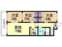 スノーベル・みずき2 3LDKの間取図画像