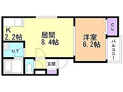 サンテラス麻生 1LDKの間取図画像