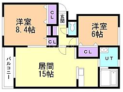 グランデス2 2LDKの間取図画像