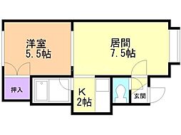 クヴァルチーラ45 1LDKの間取図画像