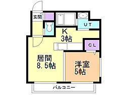 スペチアーレ札幌 1LDKの間取図画像