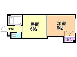 ハーベスト20 1DKの間取図画像