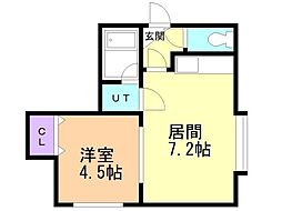 グランシャリオ北大 1DKの間取図画像