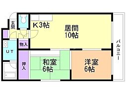 ノースヒルズ北20条 2LDKの間取図画像