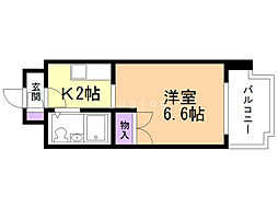 あおばビルN25 1Kの間取図画像