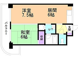 アルファスクエア麻生 2DKの間取図画像
