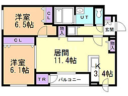 グランバレー 2LDKの間取図画像