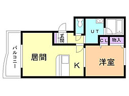 ラプラス北14条 1LDKの間取図画像