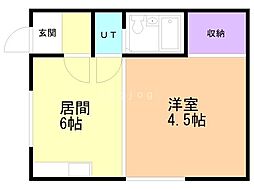 コーポながた 1DKの間取図画像