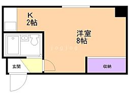 グリーンハイム 1Kの間取図画像