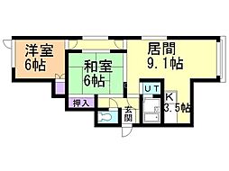 マデレイドサノ 2LDKの間取図画像