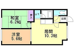 ハイムフォーリバー 2LDKの間取図画像